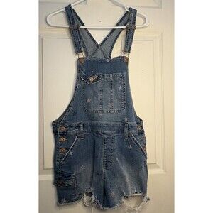 Y2K No Boundaries Womens Shortalls Overalls Size M Junior Stars Festival Summer